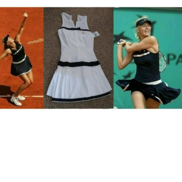 Nwt Nike WHITE Maria Sharapova Tennis Dress w/ BRA Pleated skirt M Medium
